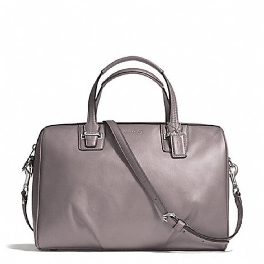 Coach Taylor Leather Satchel in Mushroom Grey